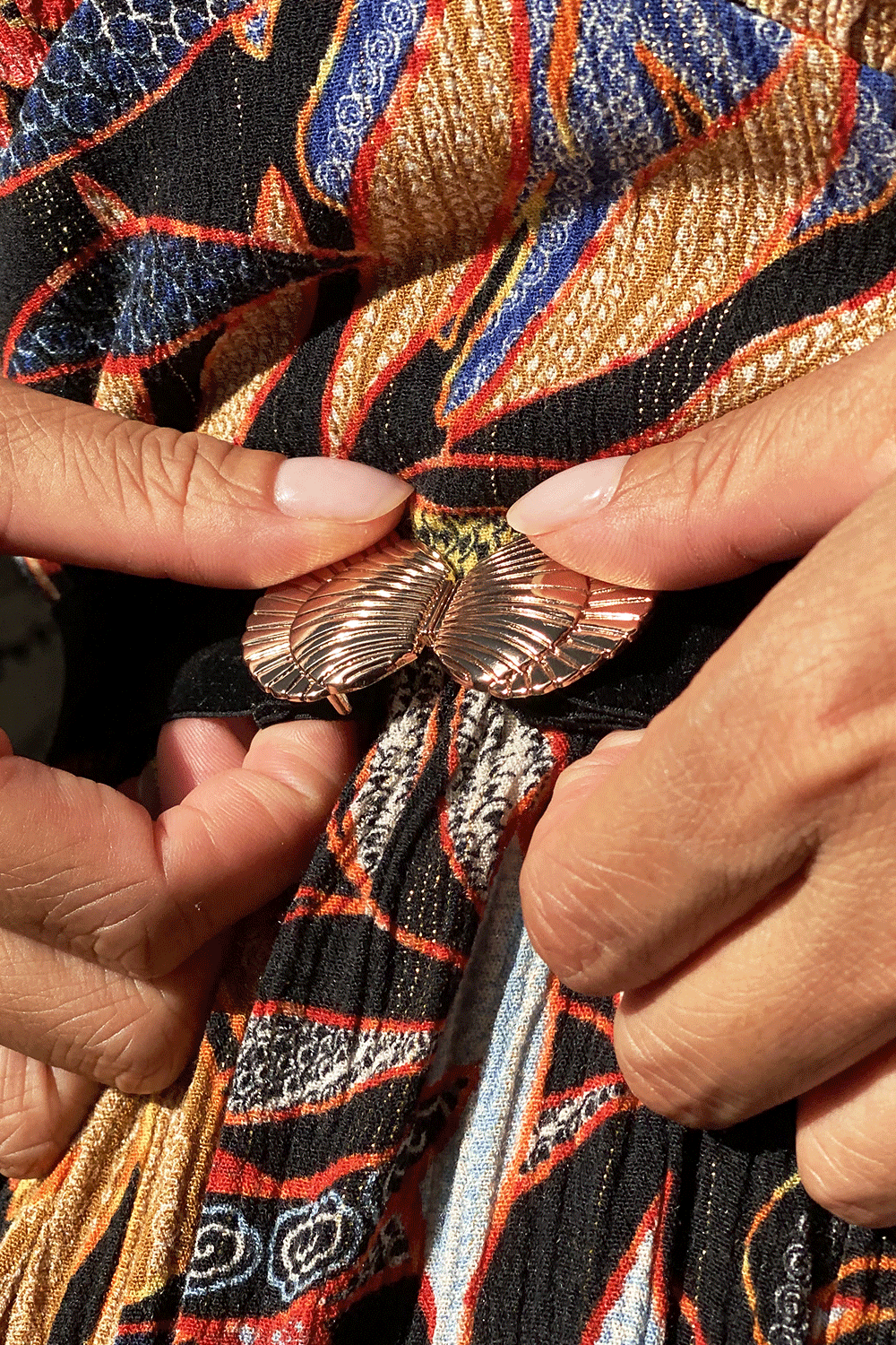 Ceinture noire avec coquillage dorés - taille haute - La Mouche Poulette